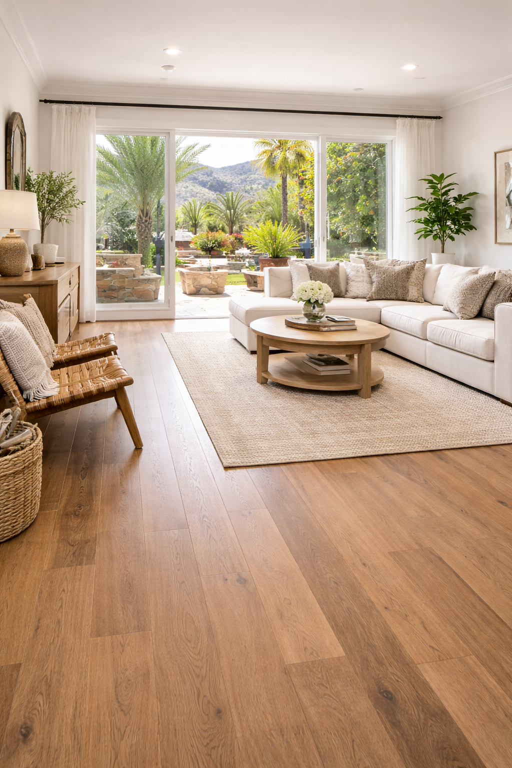 Professional kitchen backsplash tile installation and design with custom hardwood flooring in San Diego