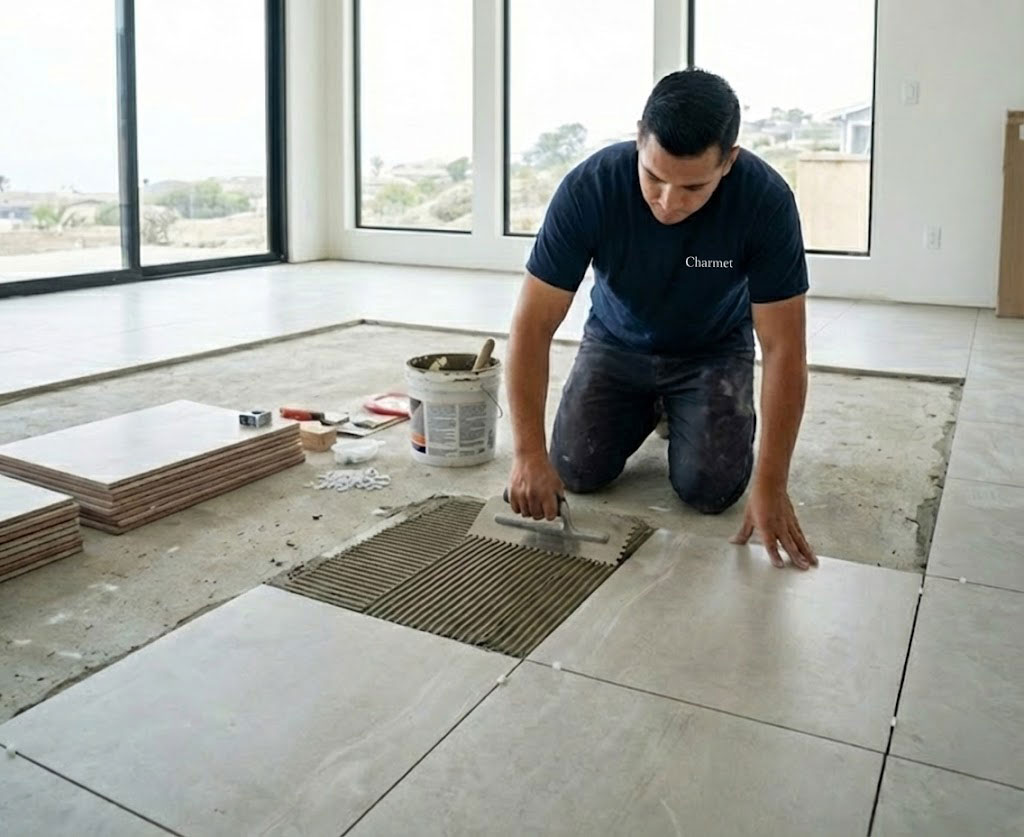 Professional kitchen backsplash tile installation and design with custom hardwood flooring in San Diego