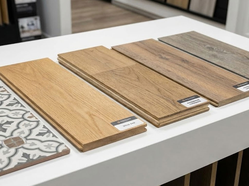 Professional kitchen backsplash tile installation and design with custom hardwood flooring in San Diego