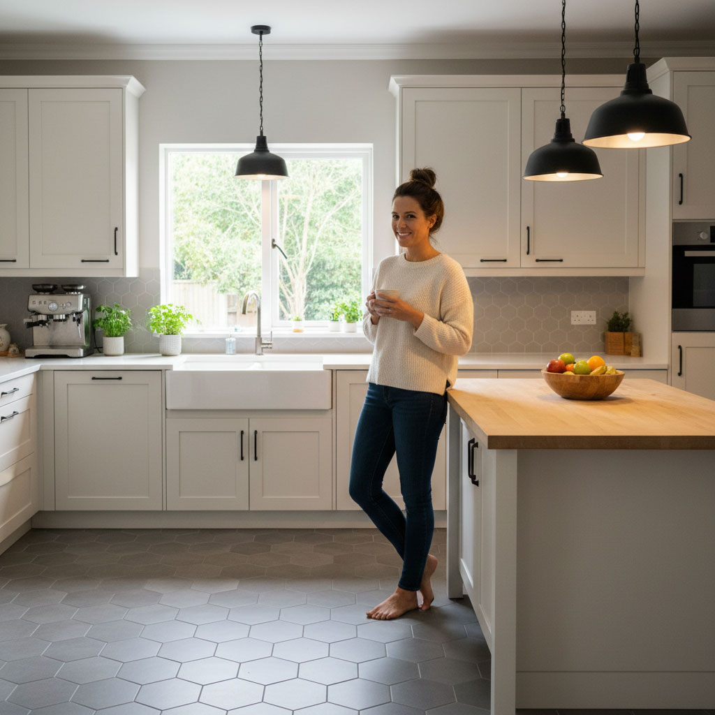 Professional kitchen backsplash tile installation and design with custom hardwood flooring in San Diego