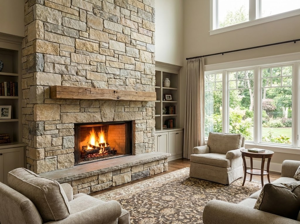 Remodeled luxury bathroom custom tile flooring and walls with walk in shower tile.